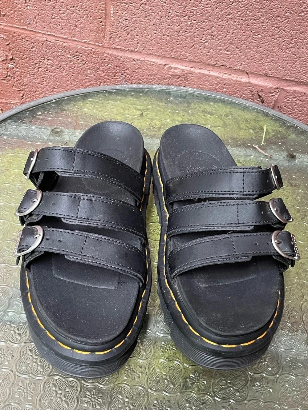 Dr Martens Blaire Slide Platform Black Sandals Size 8